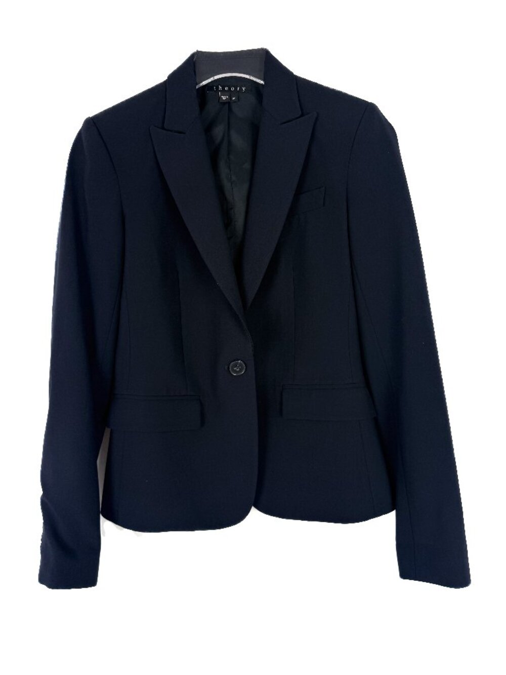 Theory Gabe B2 Urban Blazer Jacket Wool Blend One Button Black Size 00 EUC - Picture 2 of 14